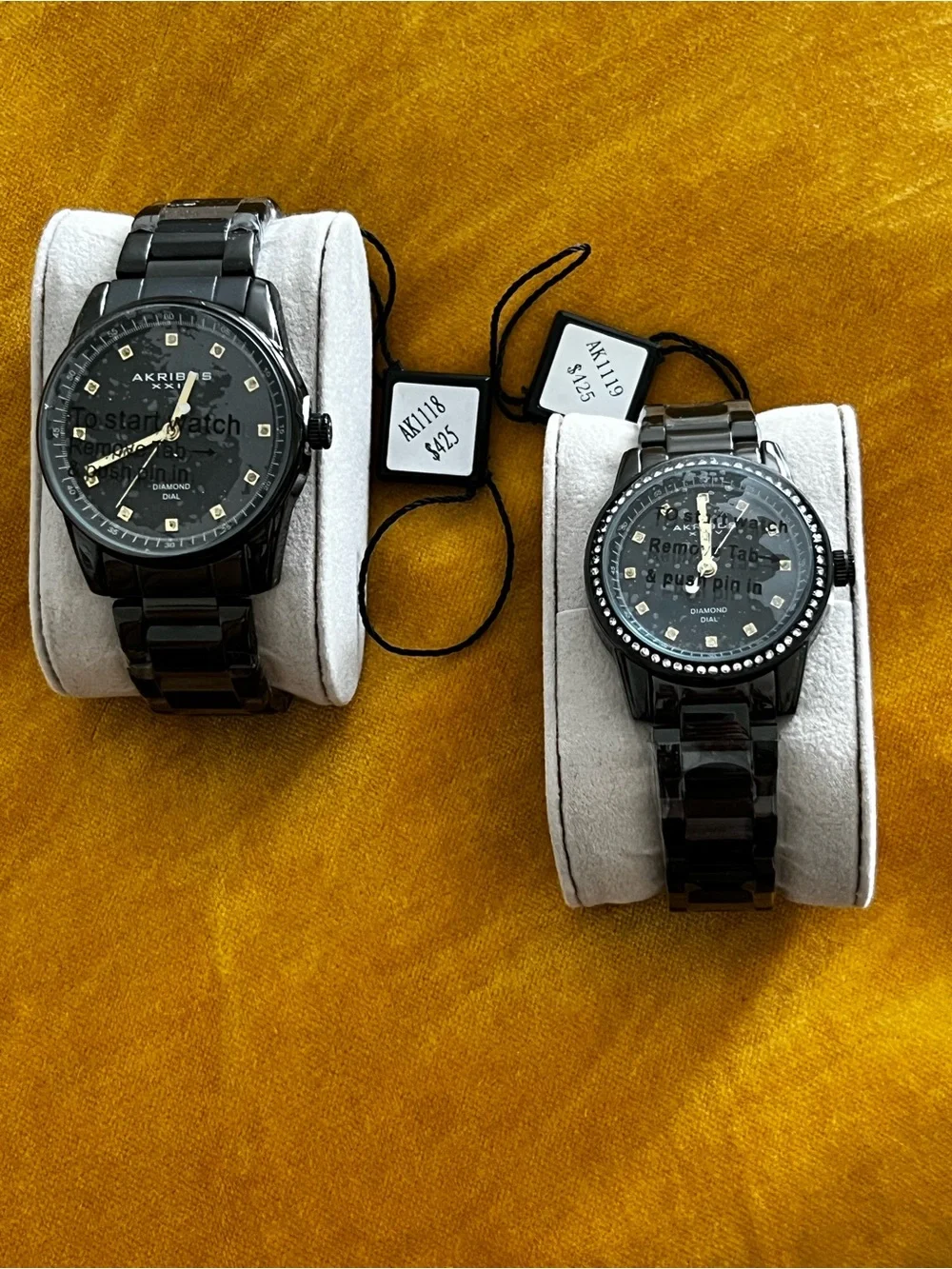 Akribos XXIV His & Hers Diamond Dial Watch Set - NWT
